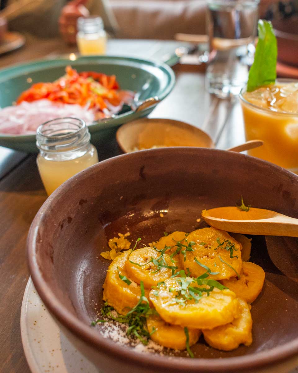 Plantains on a food tour in Lima, Peru