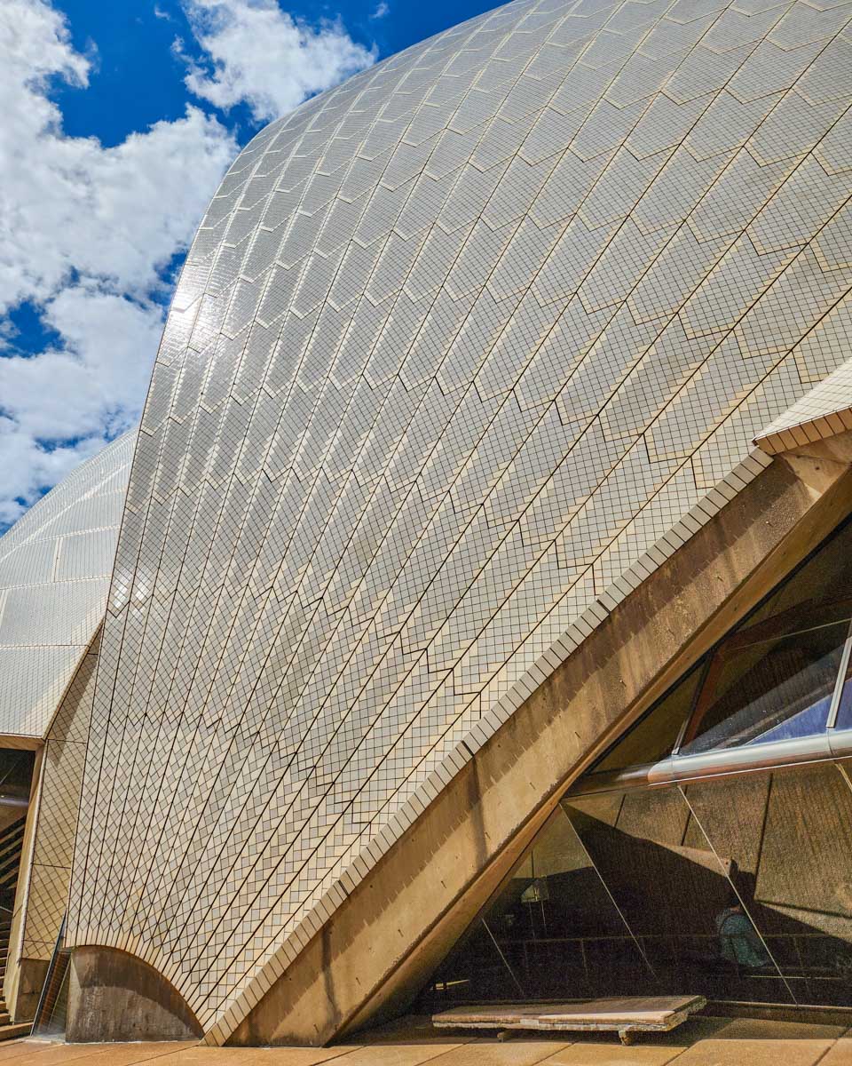 A close up of the Sydney Opera House tiles on a tour