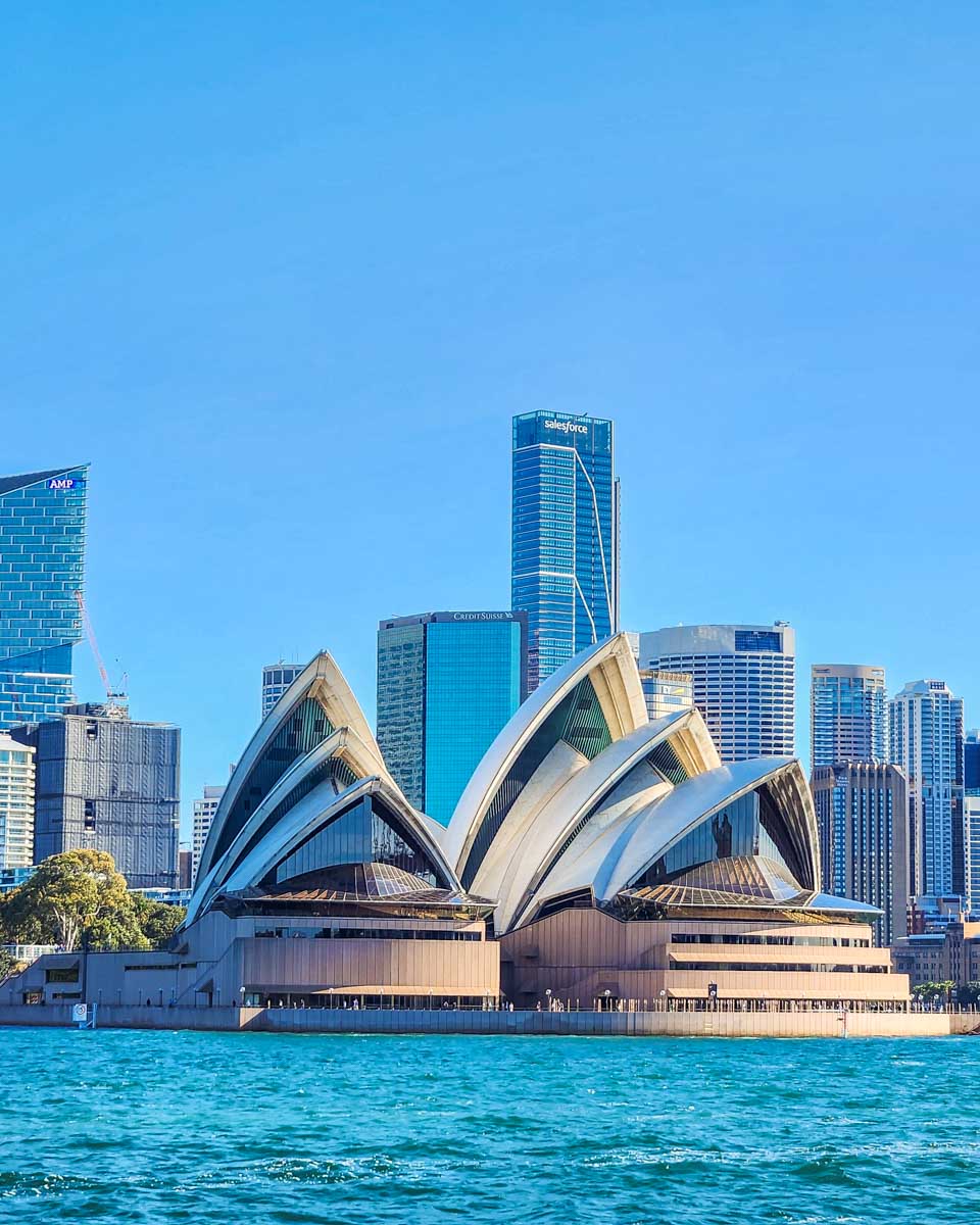 A close up of the Sydney Opera House as seen on a Sydney Harbour cruise