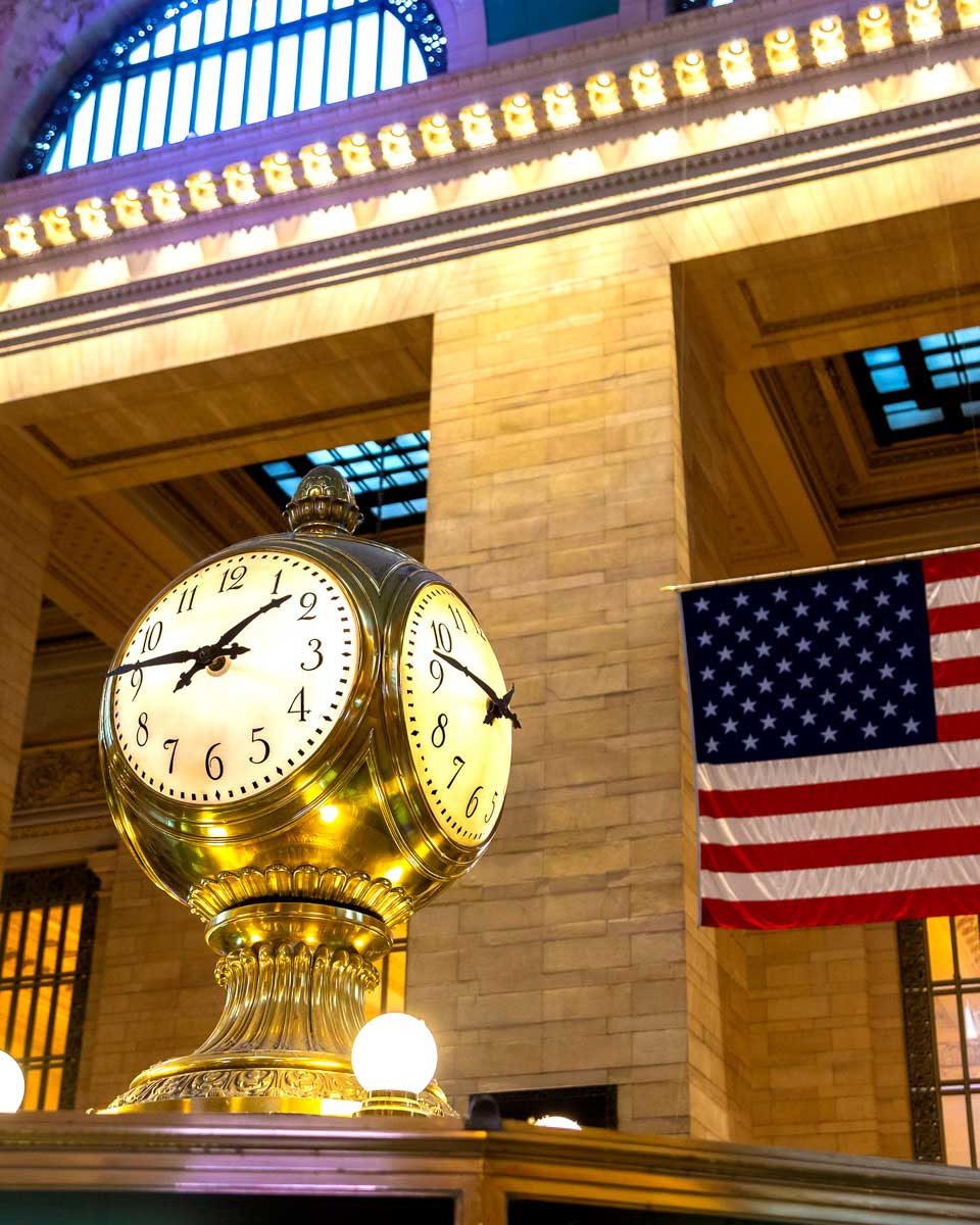 A vintage clock at Grand Central Station in New York City
