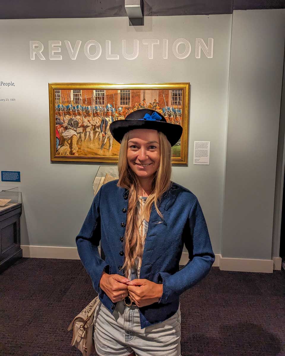 Bailey dressed up at the Revolution Museum in Philadelphia