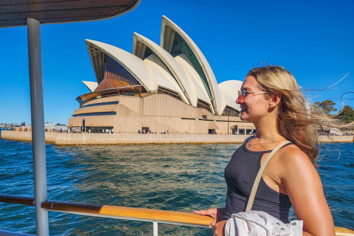 Bailey on a Sydney Harbour Cruise with views of the Sydney opera House