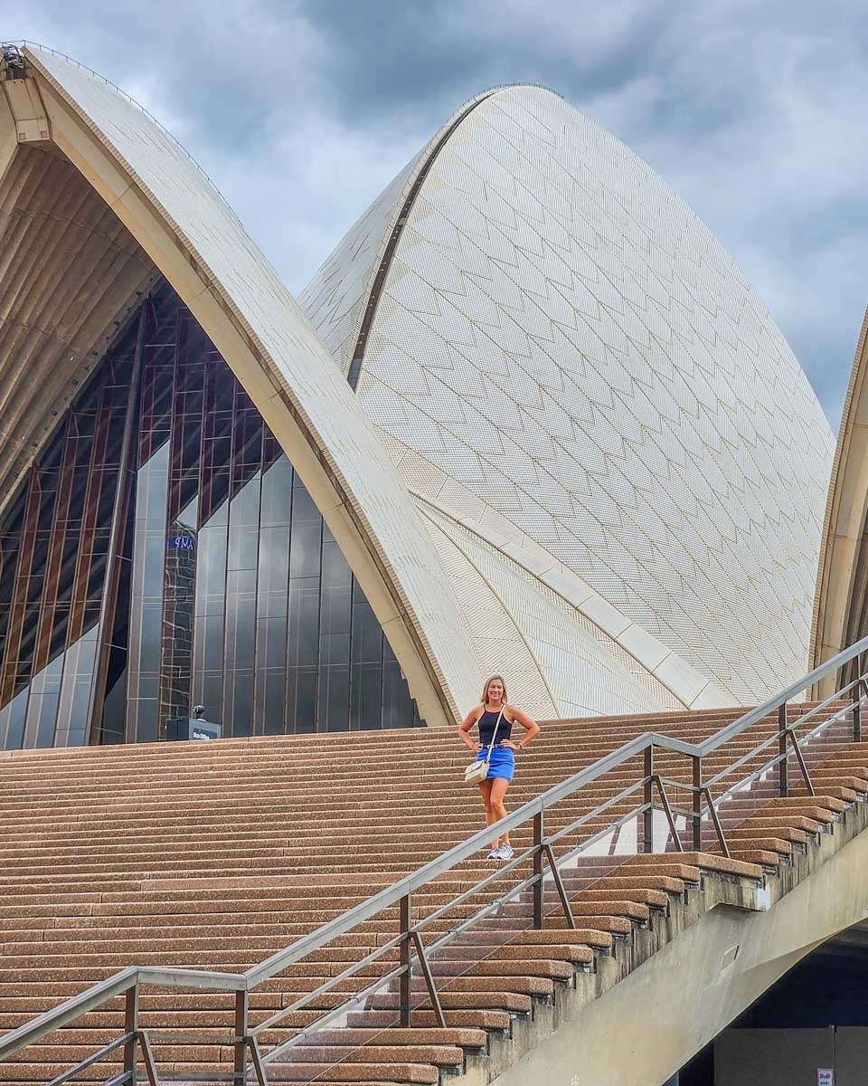 Bailey on the steps of the Sydney Opera House in Sydney, Australia