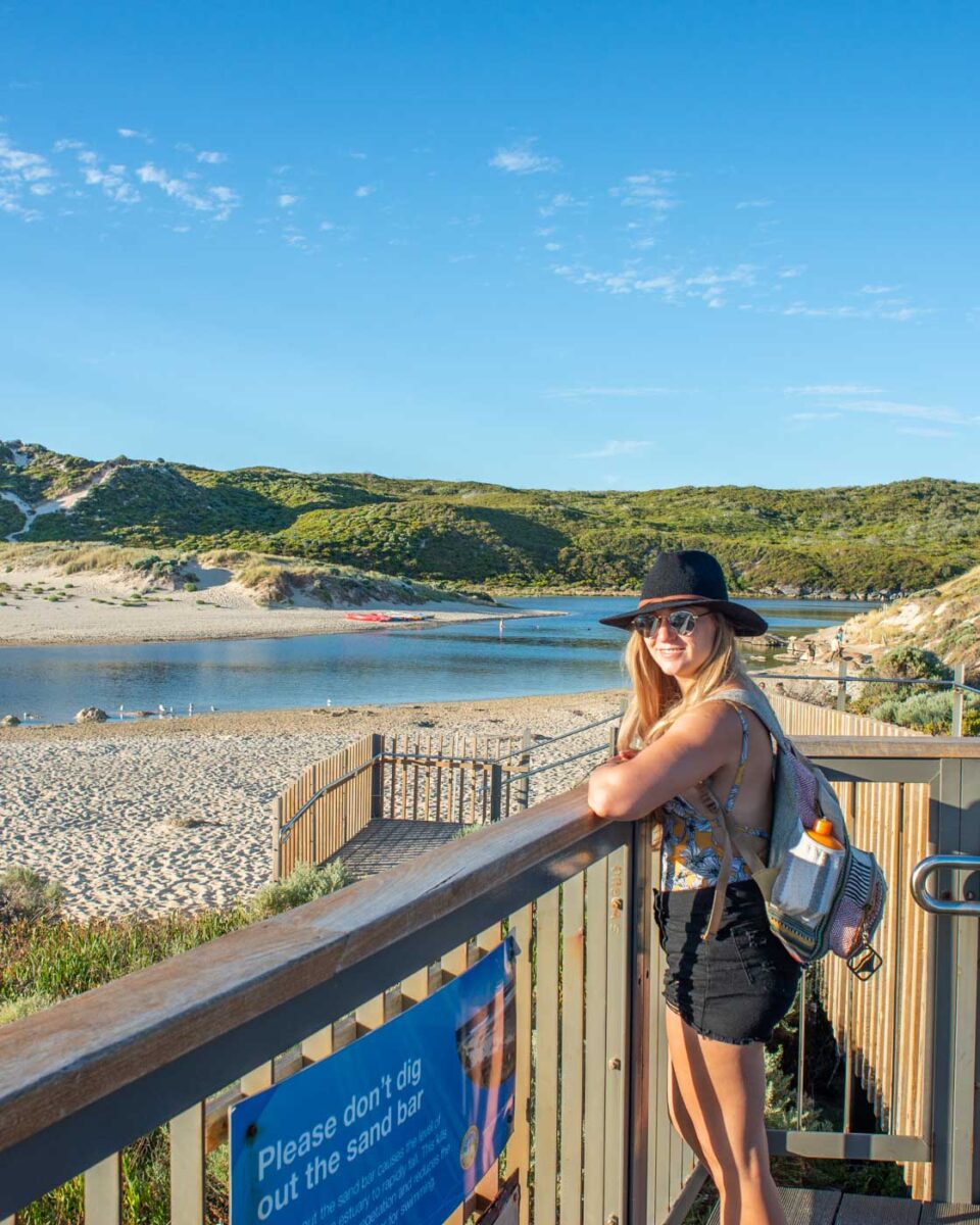 Bailey overlooks Margaret River as it meets the ocean