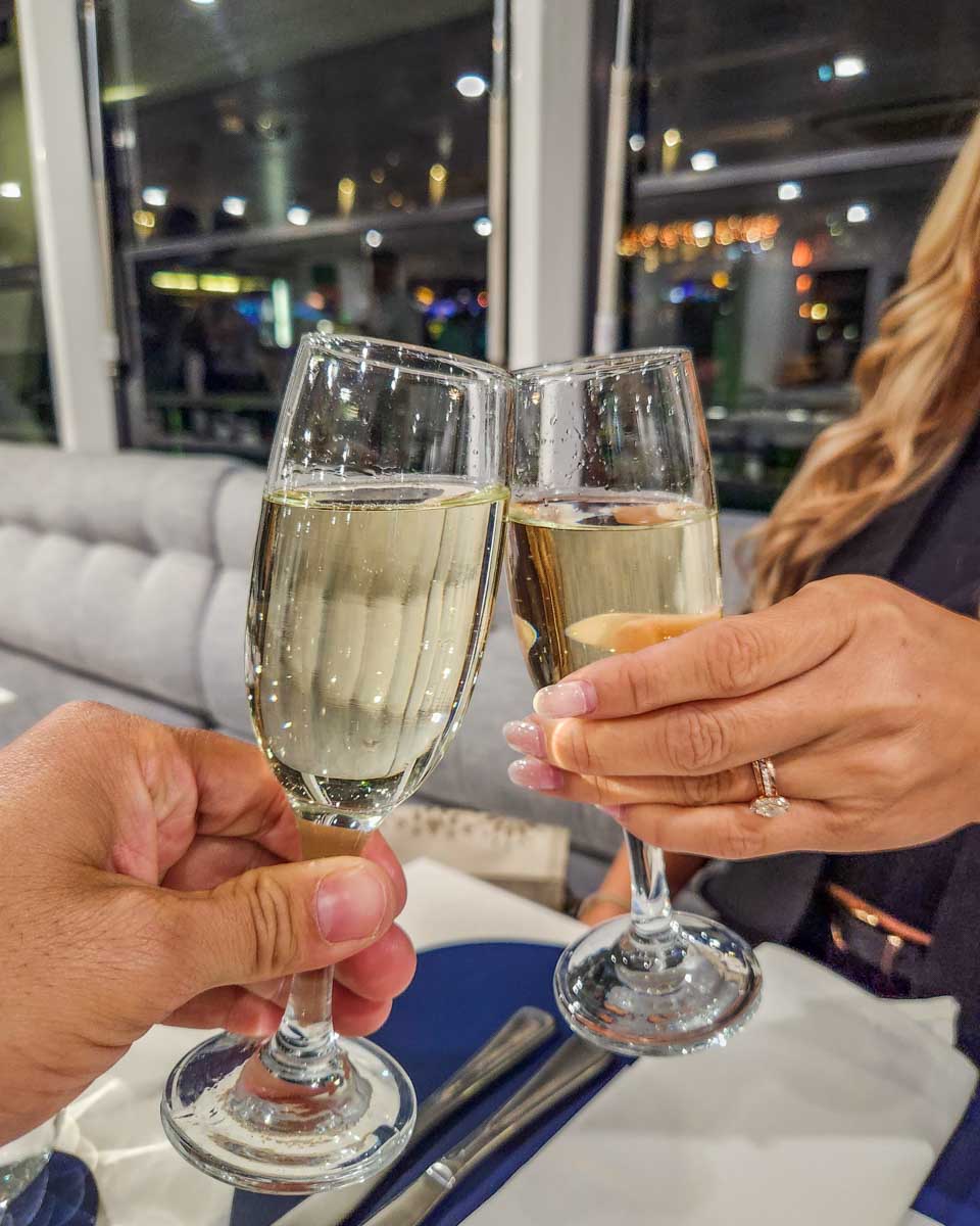 Cheers with Champagne on the Journey Beyond the Cruise Sydney dinner cruise