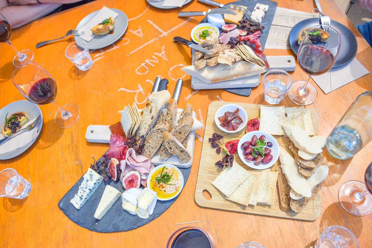 Cheese and meat food platters ona wine tour in the Swan Valley