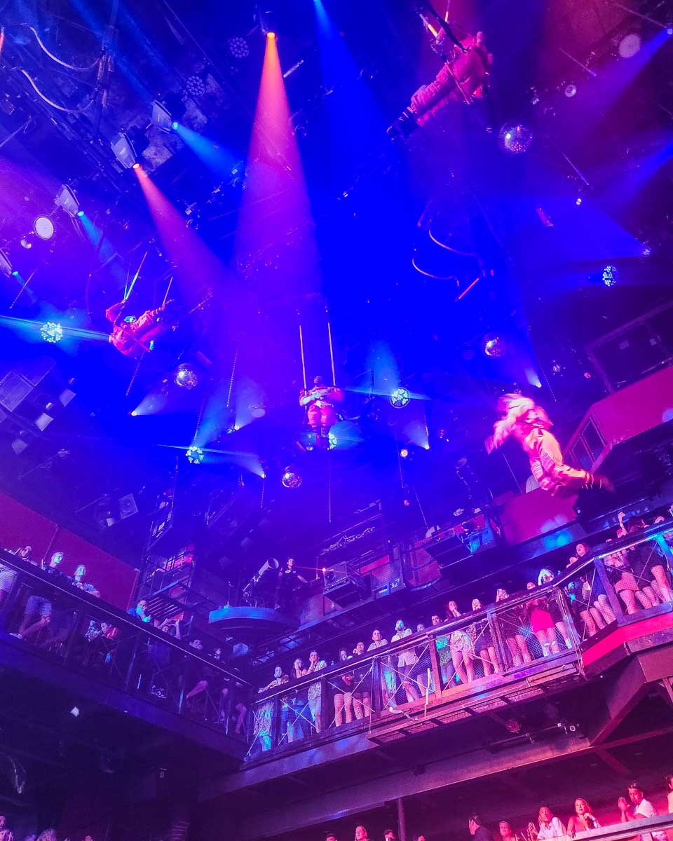 Dancers in the sky at Coco Bongo, Mexico