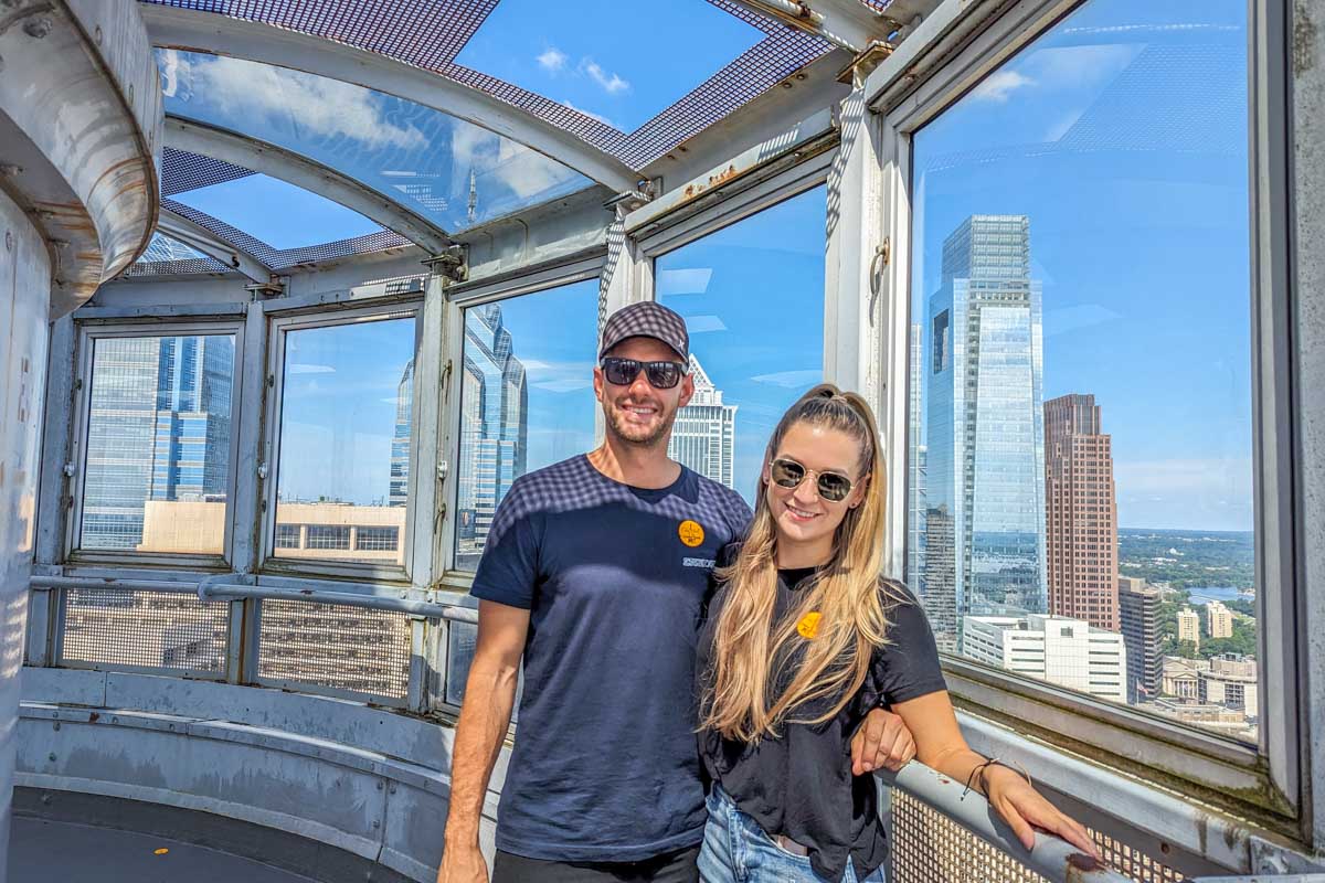 Daniel and Bailey at the top of the City Hall Tower in Philadelphia, USA