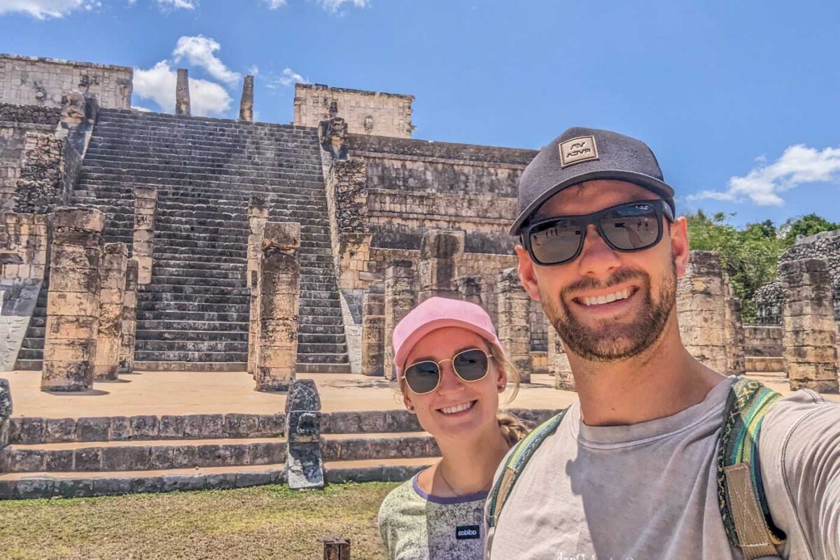 Daniel and Bailey take a selfie at Chichen Itza in Mexico