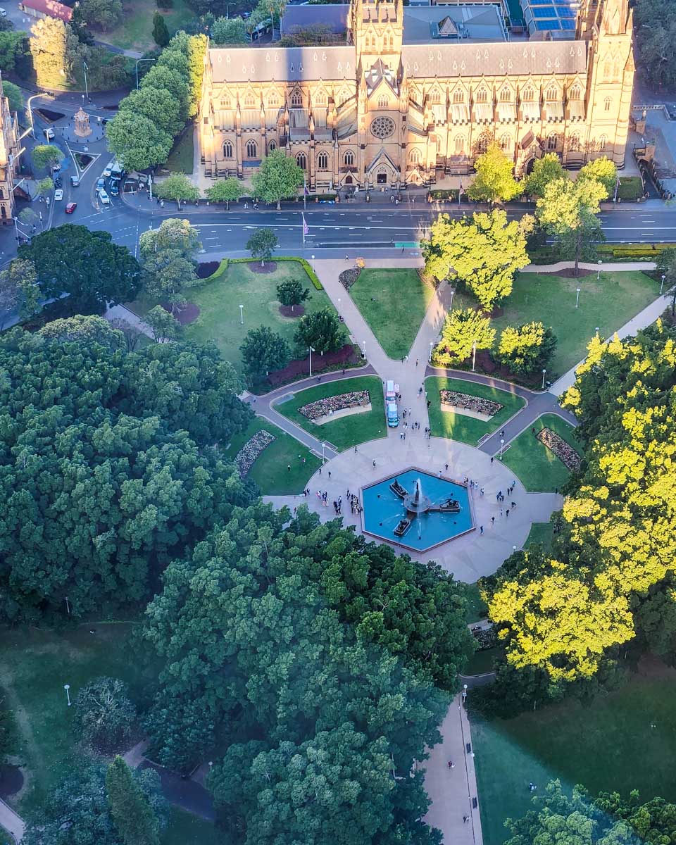 Hyde Park as seen from Sydney Tower