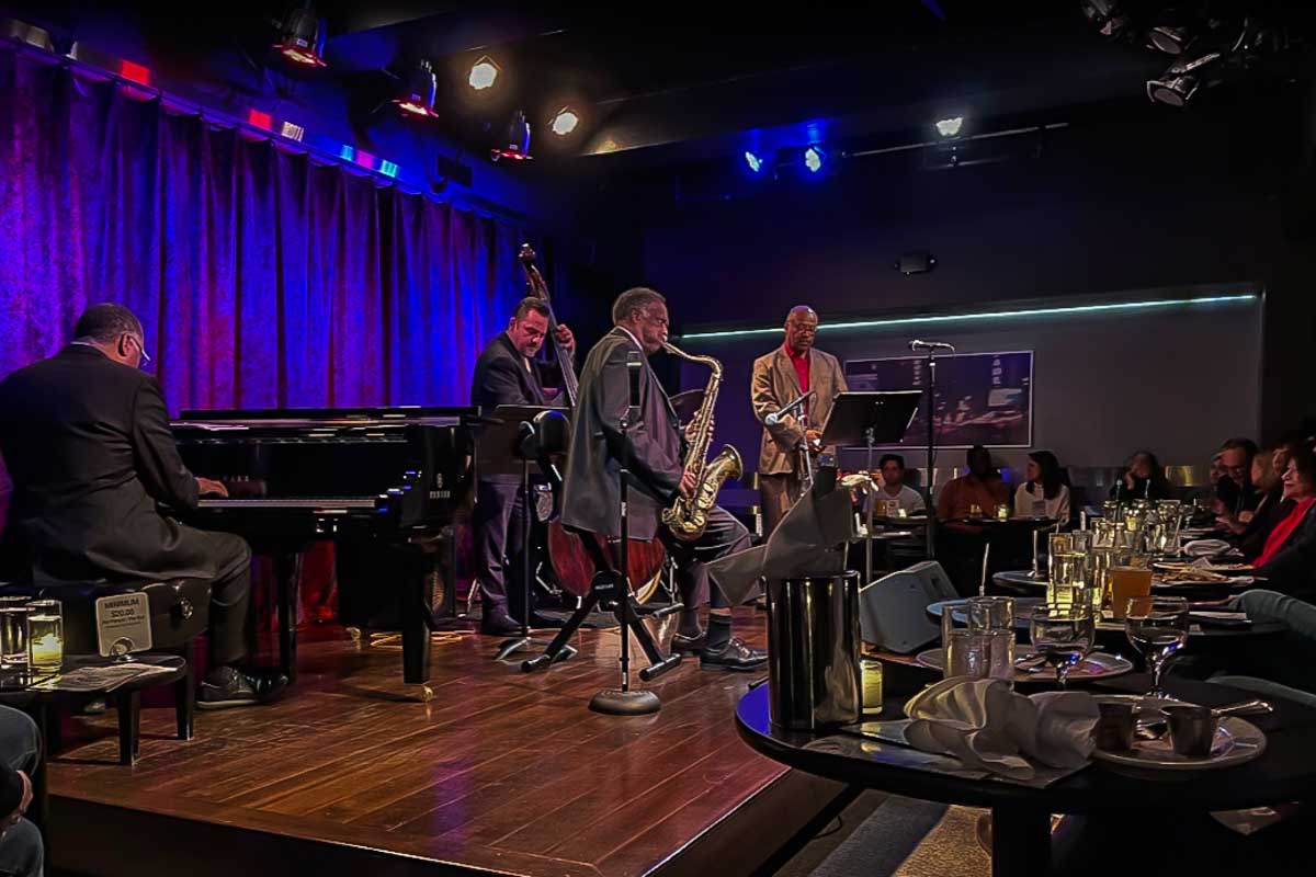 People play jazz at Birdland Jazz Club in New York City