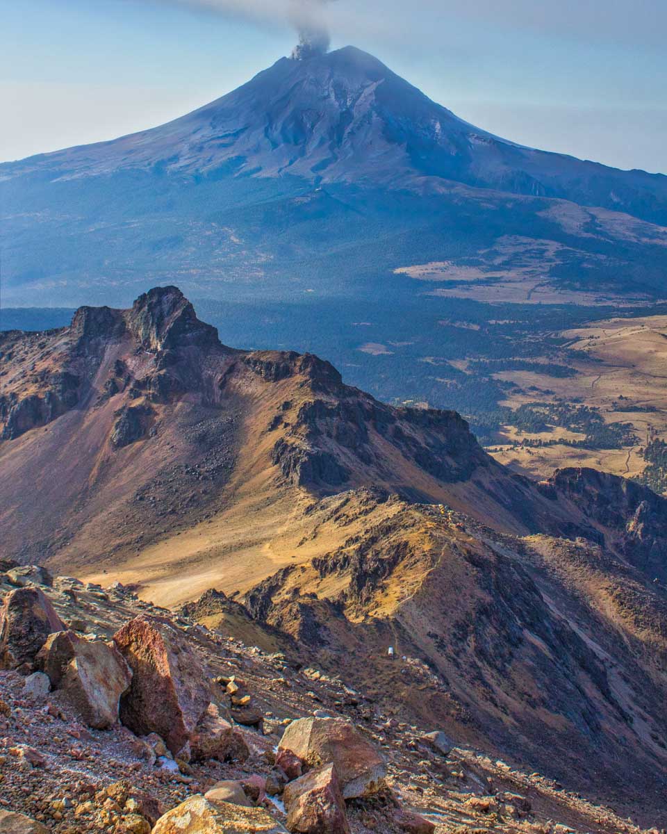 Popocatépetl as seen from Iztaccihuatl Volcano