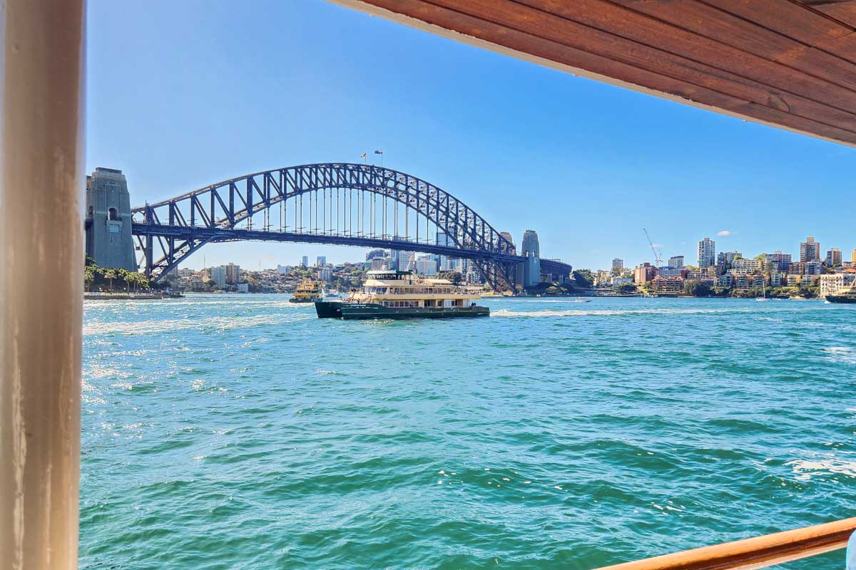 Views of the Sydney harbour Bridge from a Sydney harbour cruise in Sydney, Australia