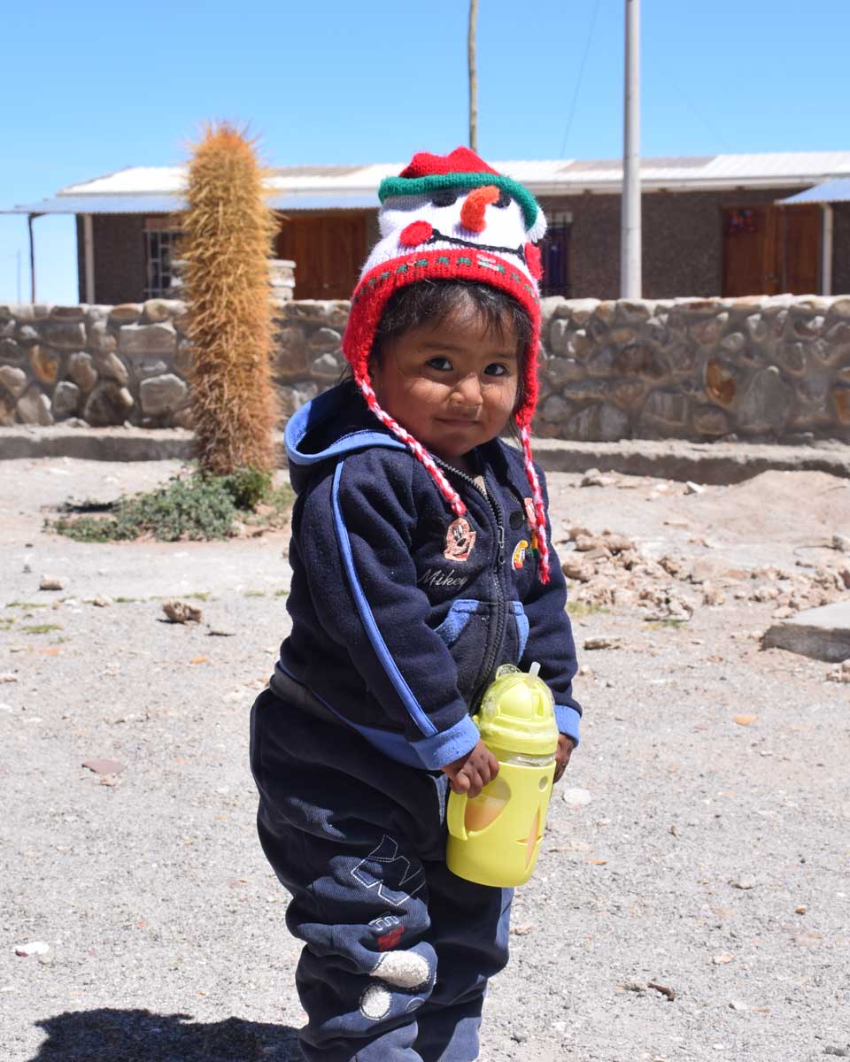 A small child at a salt mining town on the Uyuni Salt Flat