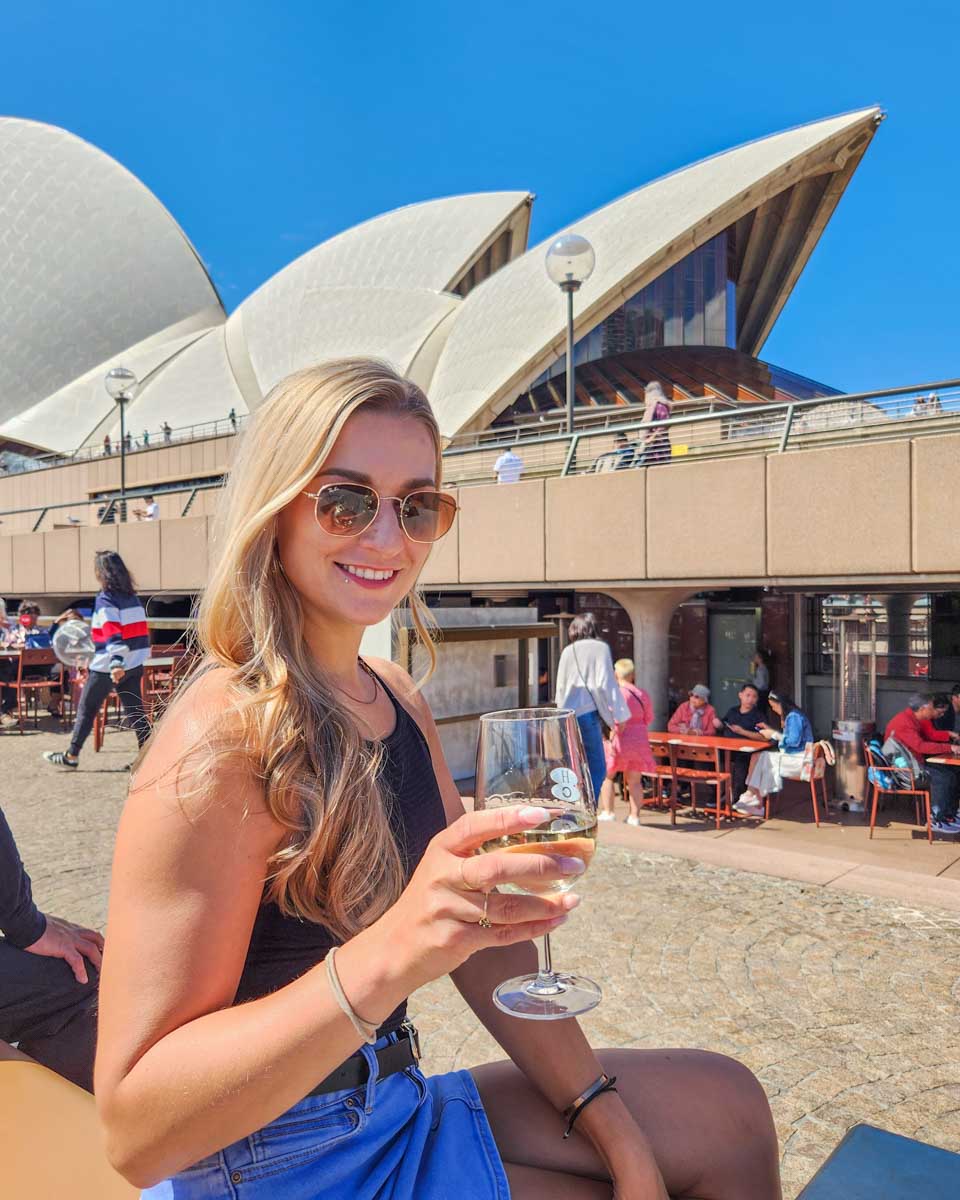 Bailey enjoys a drink at the House Canteen at the Sydney opera House