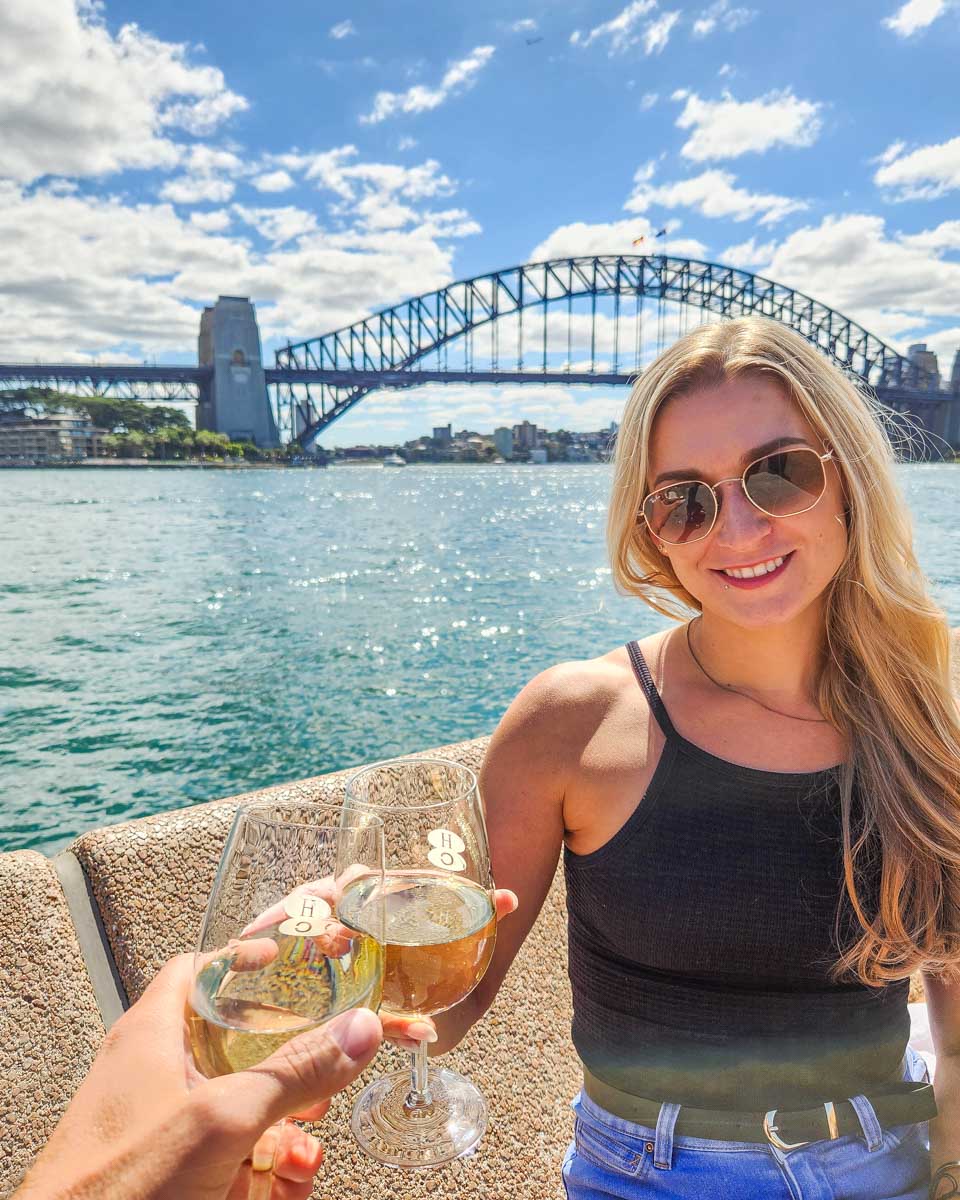 Bailey enjoys a drink at the Sydney Opera House