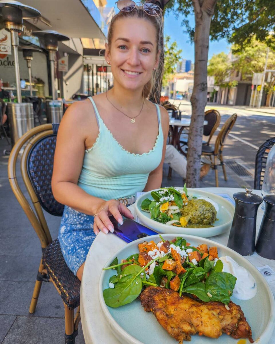 Bailey enjoys a meal at Dolce Terra Manly