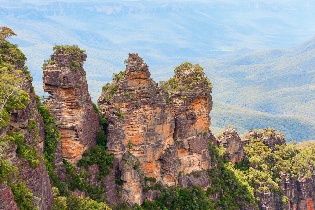 Close up of the Three Sisters in Blue mountains National Park, Australia