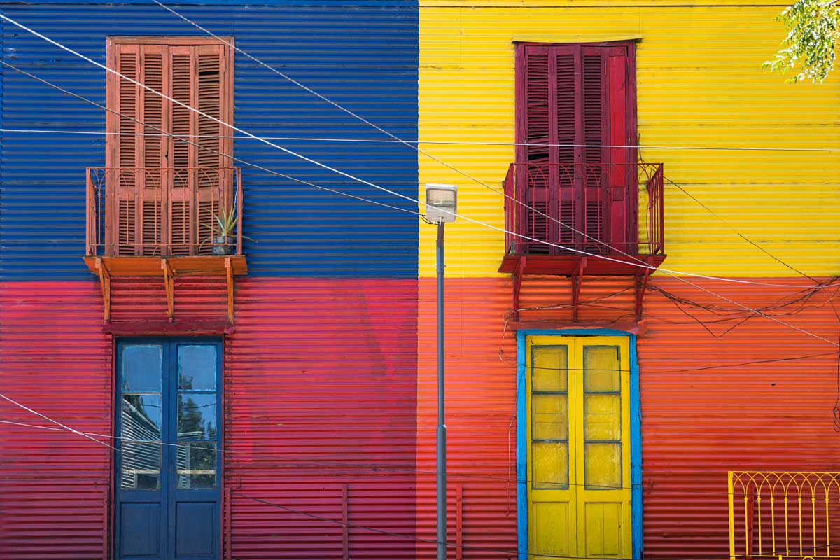 Colorful doors and walls in the trendy area of La Boca, Buenos Aires, Argentina