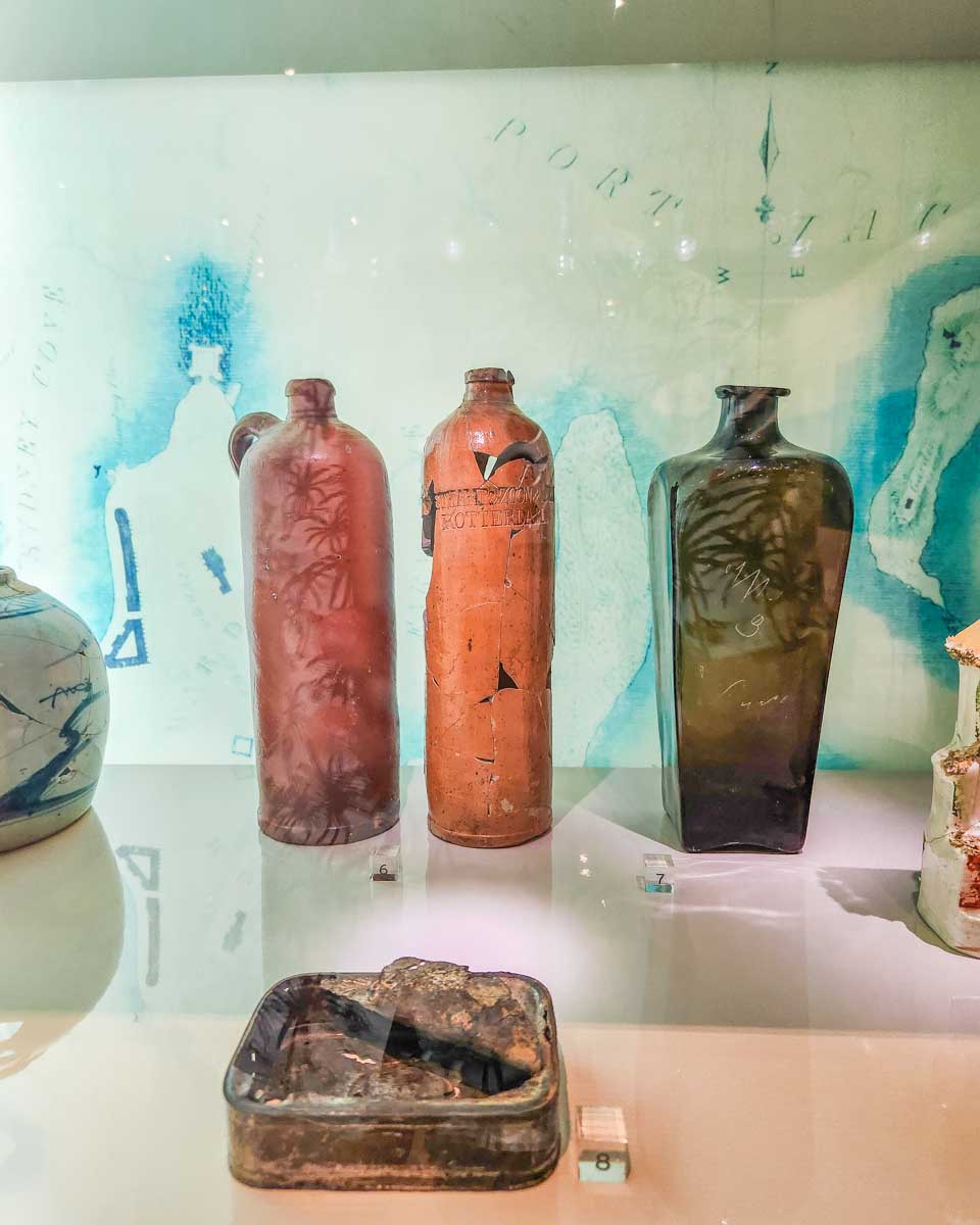 Display of old bottles at the The Rocks Discovery Museum