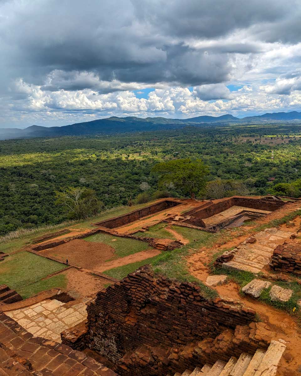 The beautiful view from the top of Sigiriya rock overlooking the mountains nearby Sri Lanka