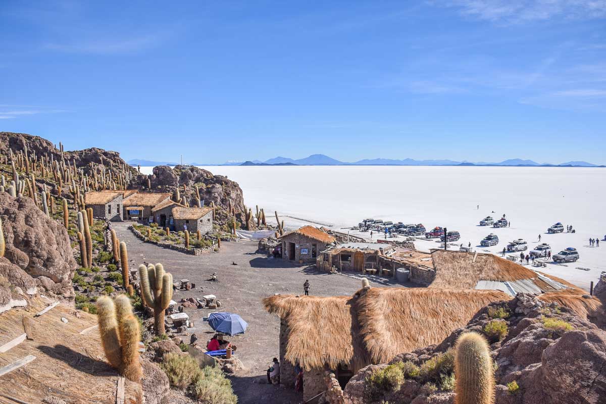 an Island on the Uyuni Salt Flat that is visited on tours