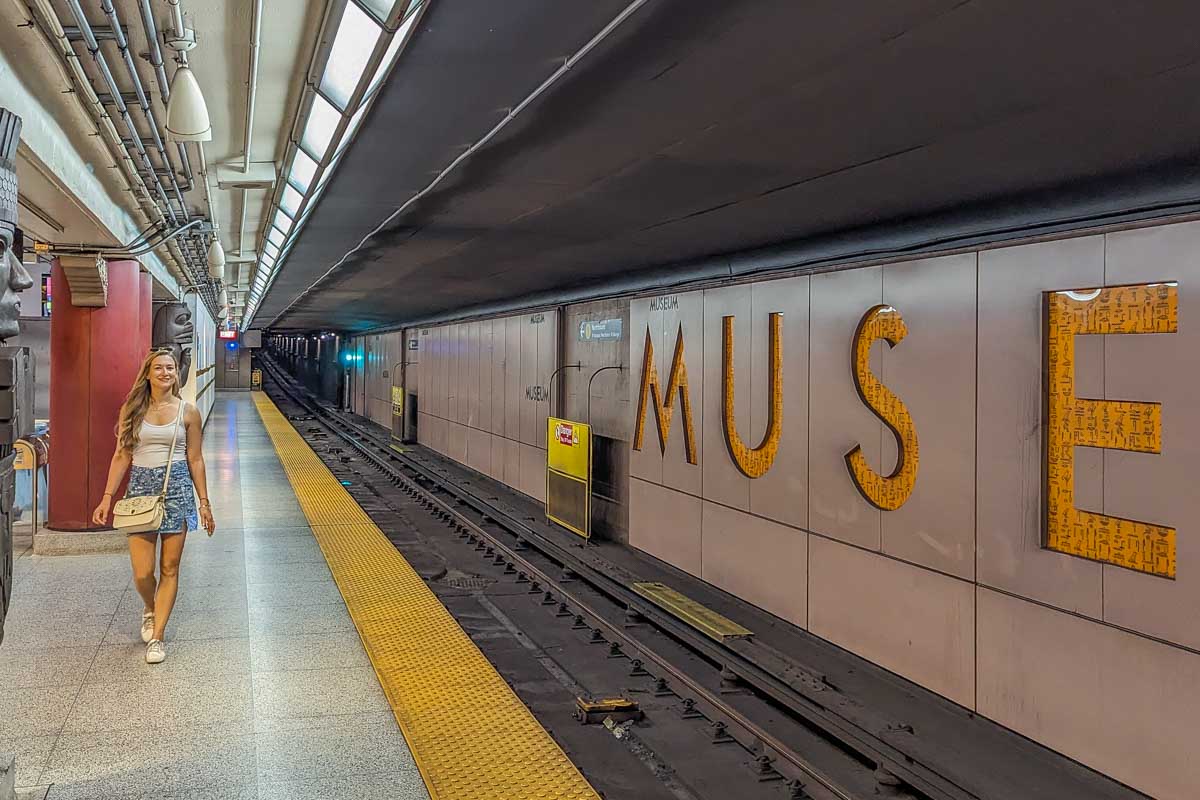Bailey at a train station in Toronto on her way to Casa Loma, Toronto