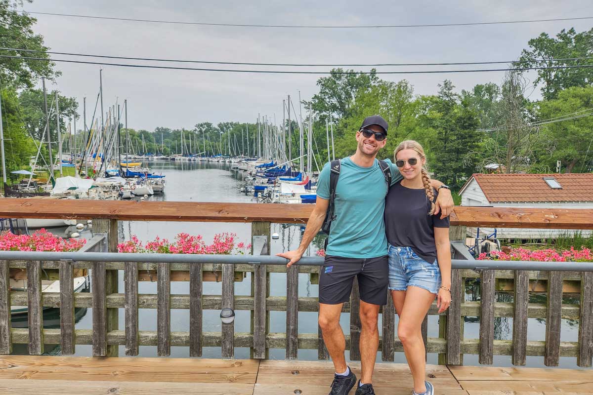 Daniel and Bailey pose for a photo while on the Toronto Islands, Canada