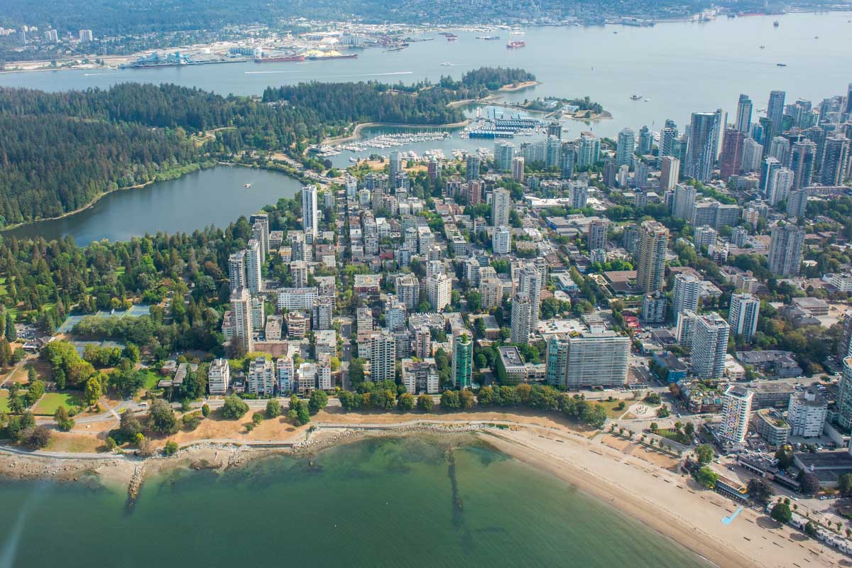 Downtown Vancouver as seen from a heli flight in Vancouver