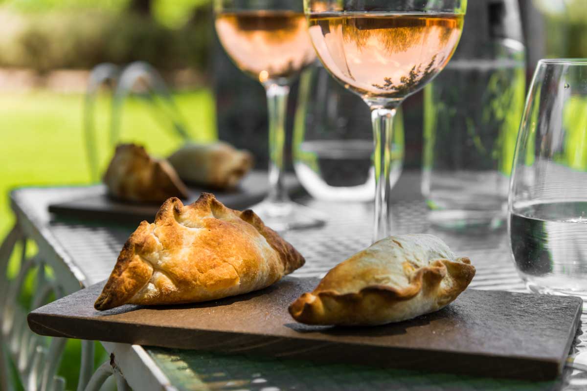 Empanadas and wine on a wine and lunch tour in Mendoza, Argentina