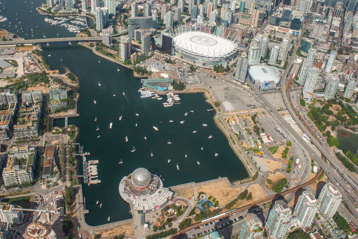 False Creek from above on a helicopter flight in Vancouver