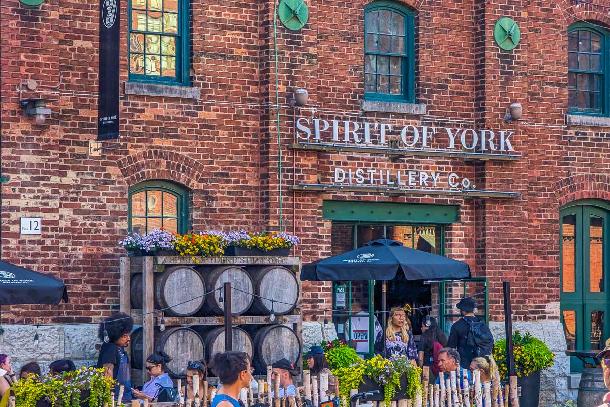 Front of the Spirit of York Distillery in Toronto Distillery District