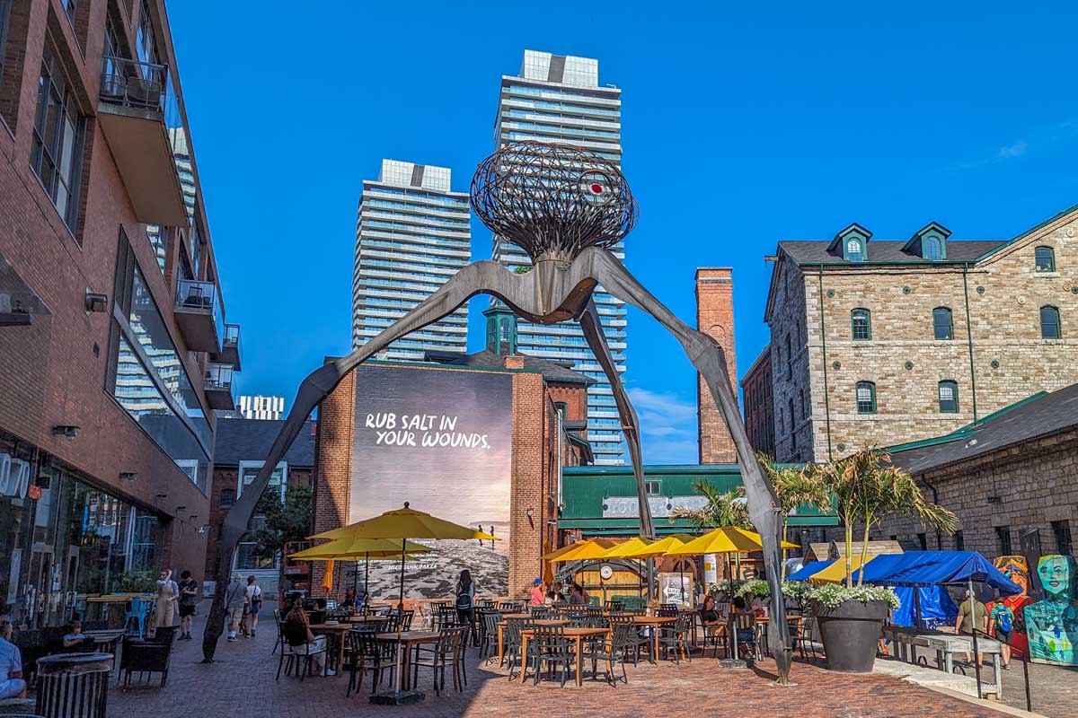 Wide angle shot inside the Toronto Distillery District, Canada