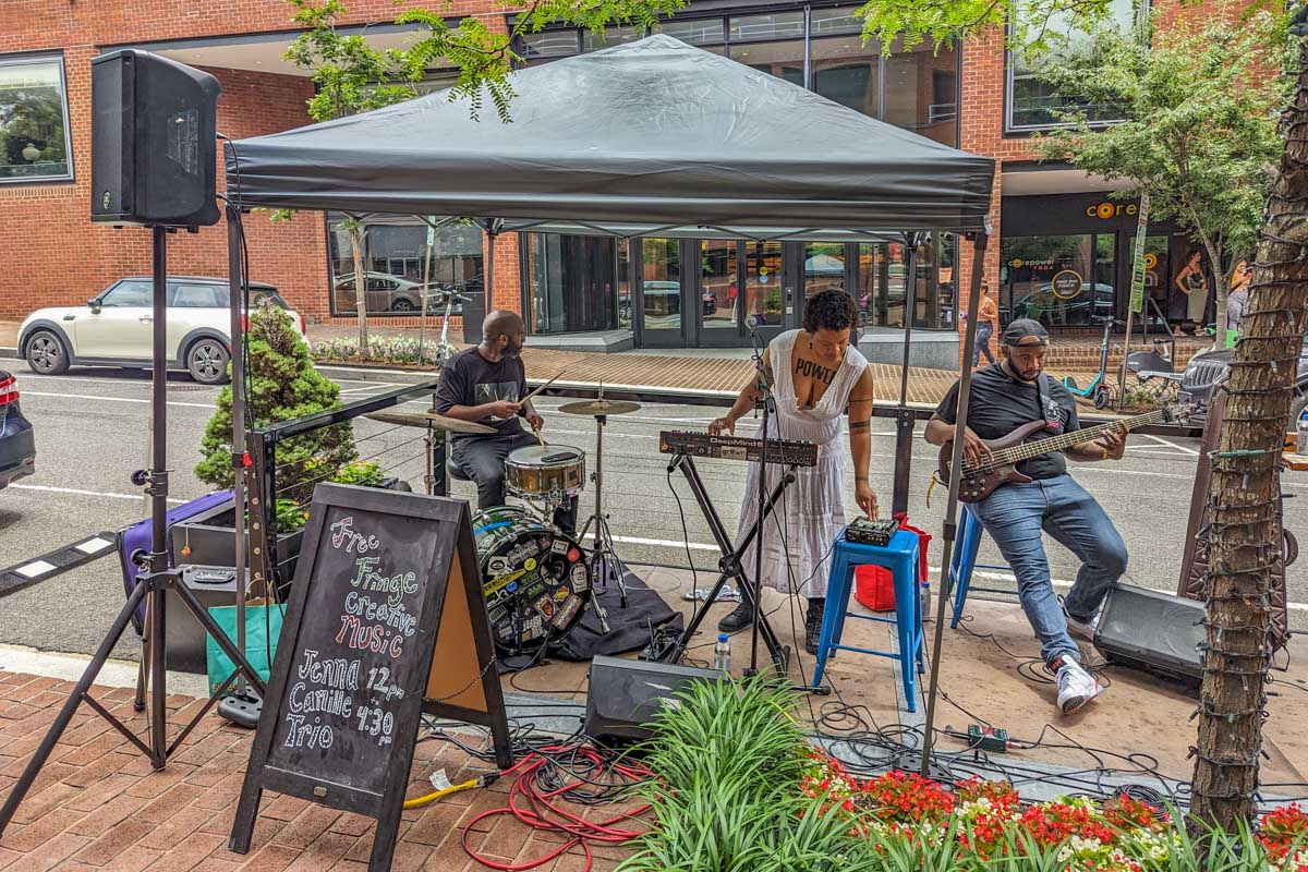 A band plays live music in Georgetown Washington DC