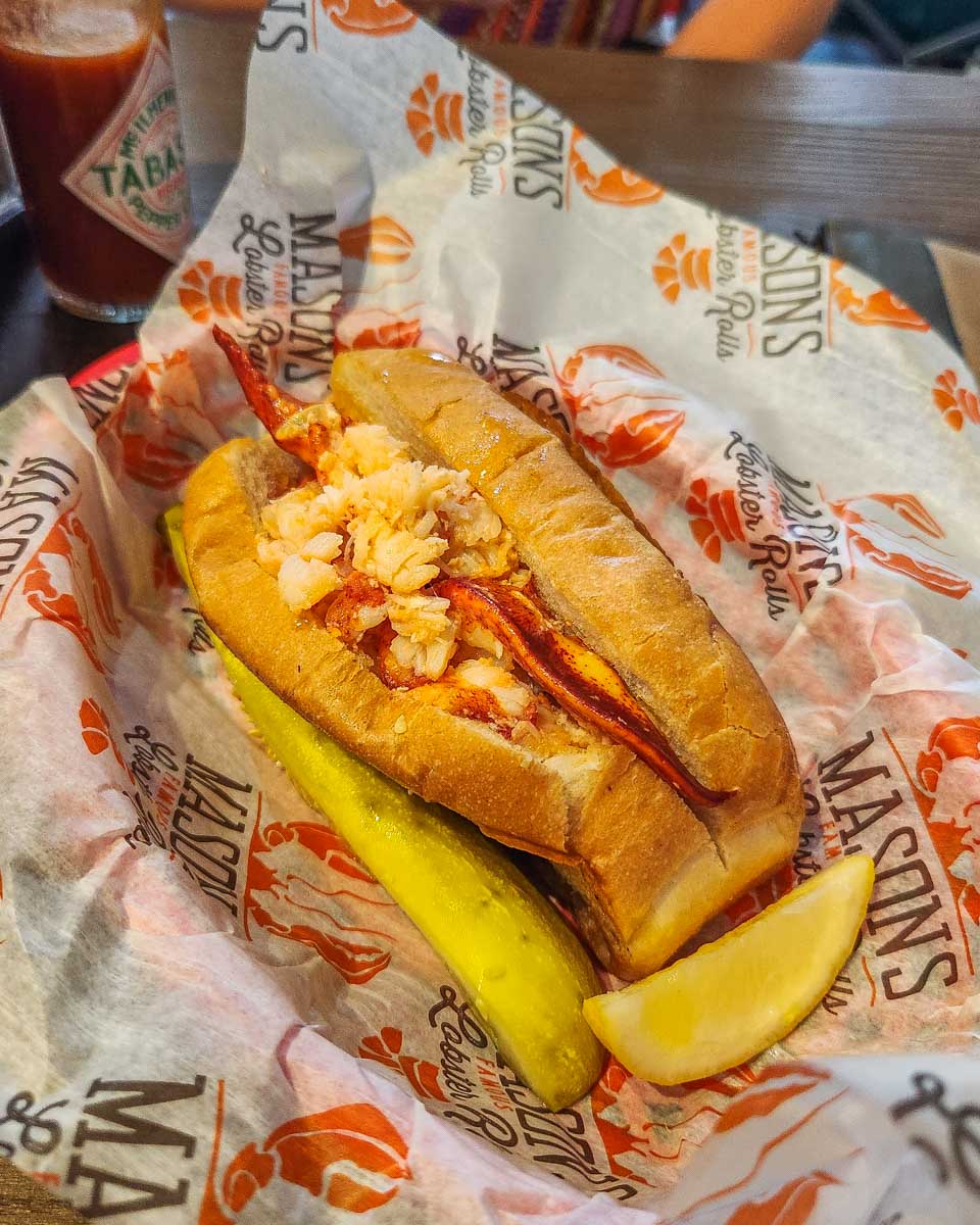 A close up of a Mason’s Lobster Roll in Georgetown, Washington DC