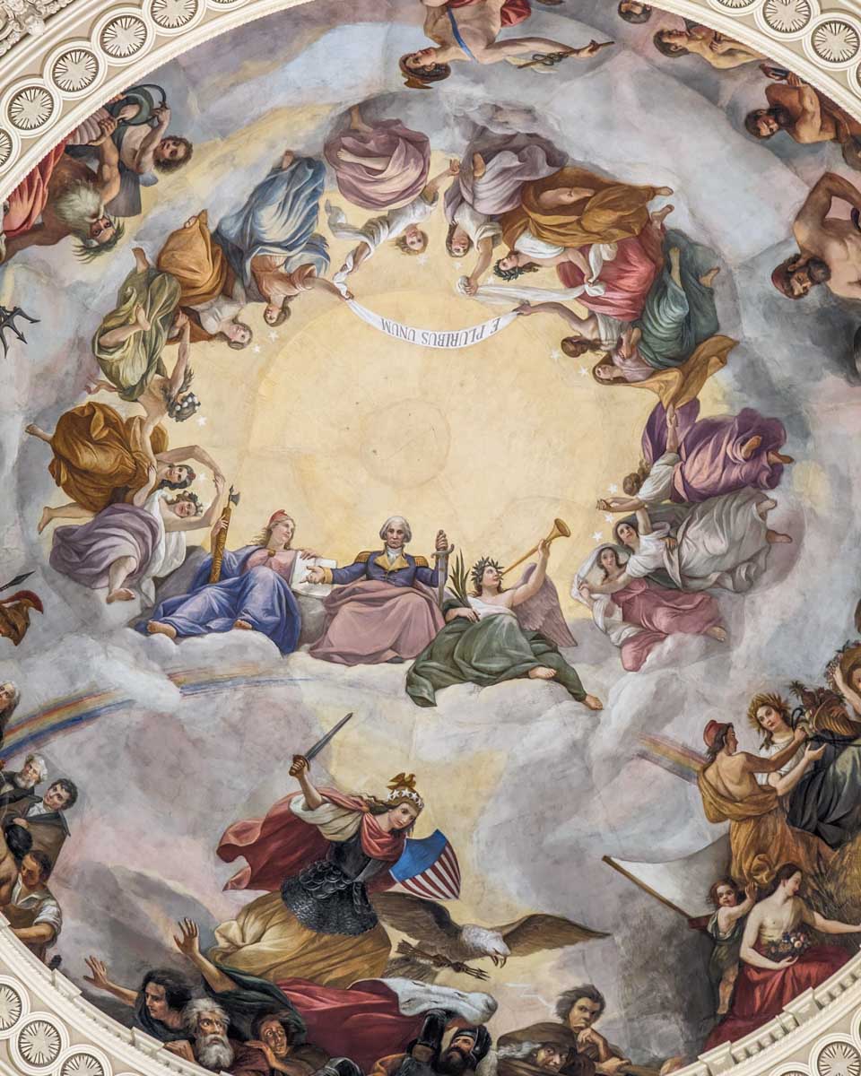 Artwork on the roof of the United States CapitolĀ in Washington DC