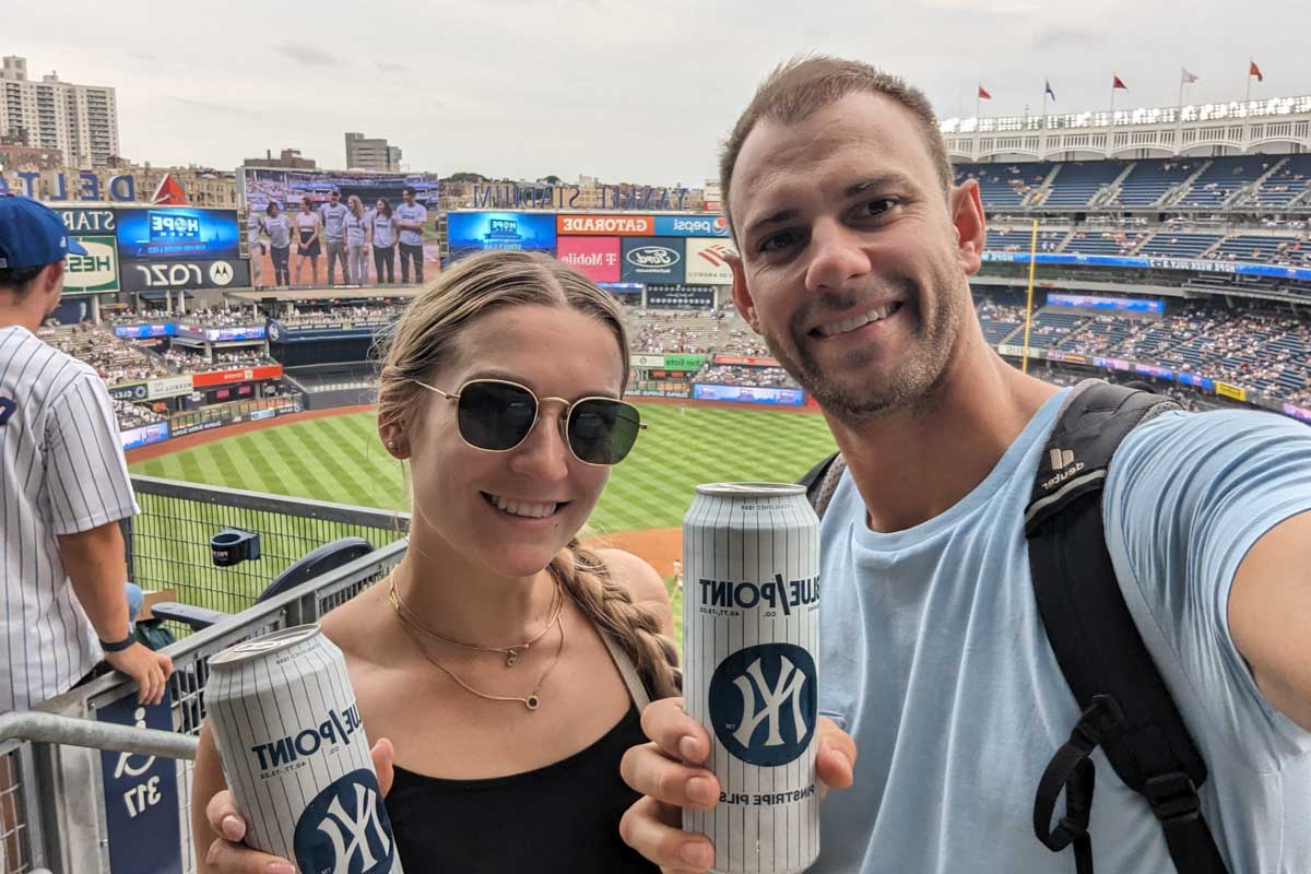 Bailey and Daniel take a selfie at a New York Yankees Game in NYC