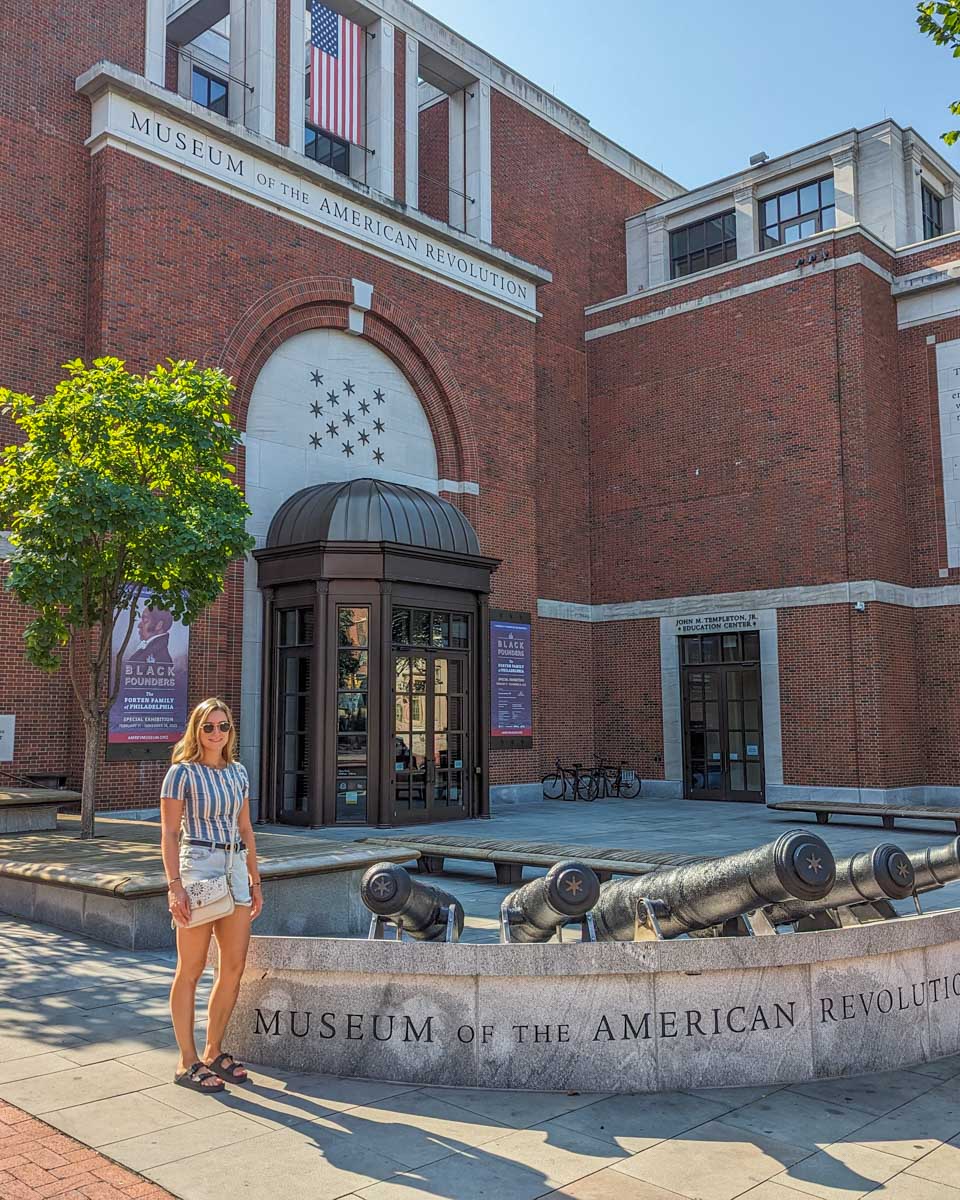 Bailey out the front of the Museum of the American revolution in Philadelphia, USA