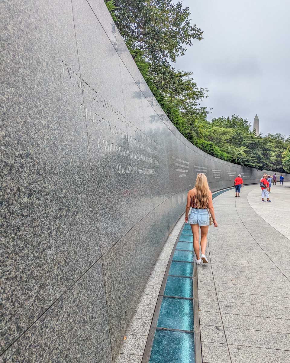 Bailey walks the grounds at the Martin Luther King, Jr. Memorial