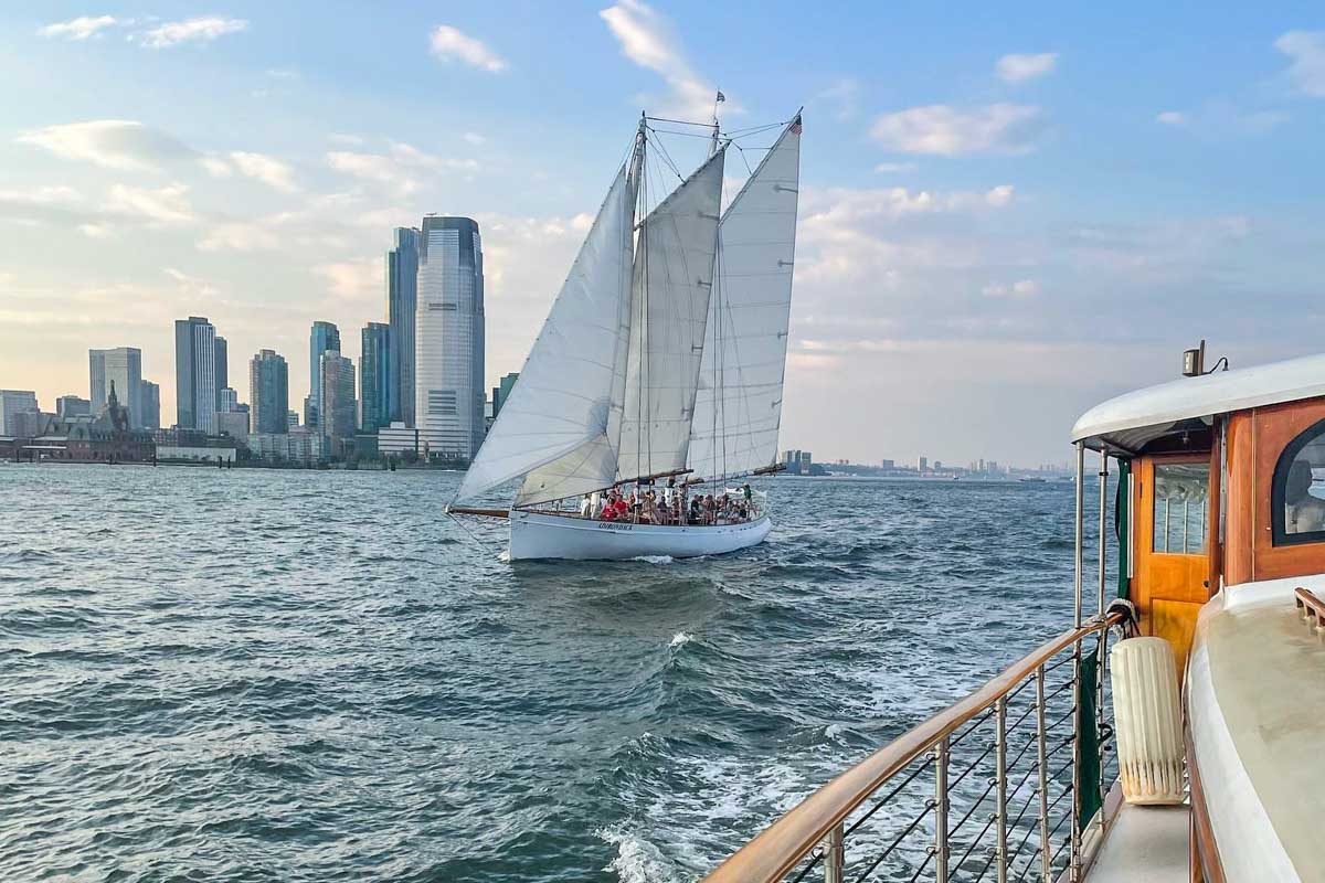 Classic Harbor Line NYC cruise at sunset in New York City