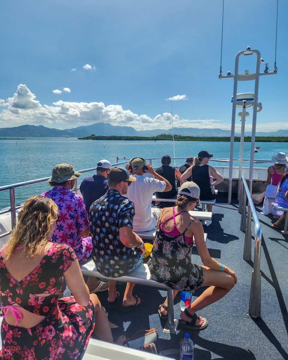 People on the ferry on their way to Malamala Beach Club in Fiji
