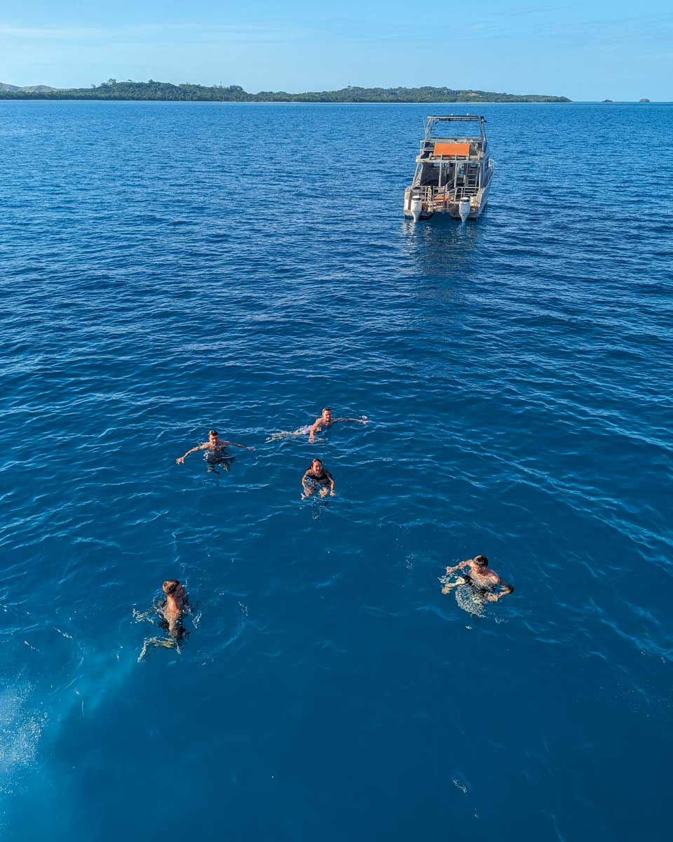 People swim at Cloud9 Floating platform