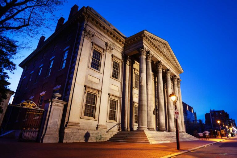 The First Bank in Philadelphia at night as seen on a tour