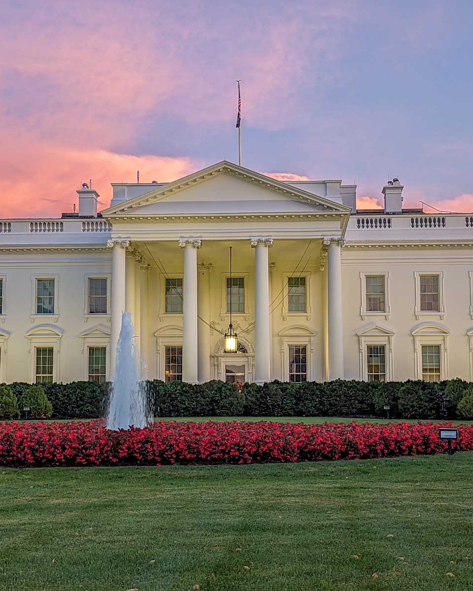 The White house at Sunset in the USA