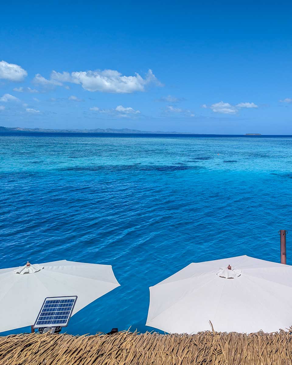 Views of the crystal clear water at Seventh Heaven Fiji Floating Platform