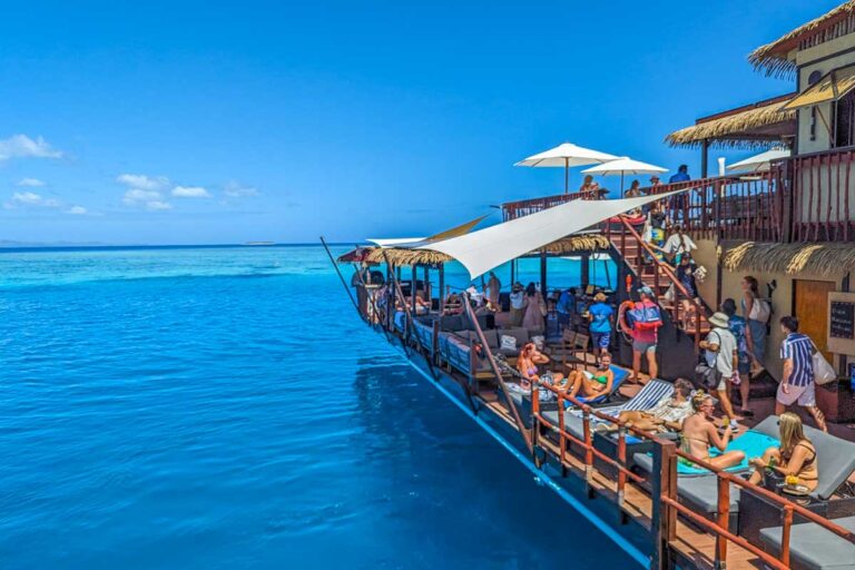 Views of the side of the Seventh Heaven Fiji Floating platform