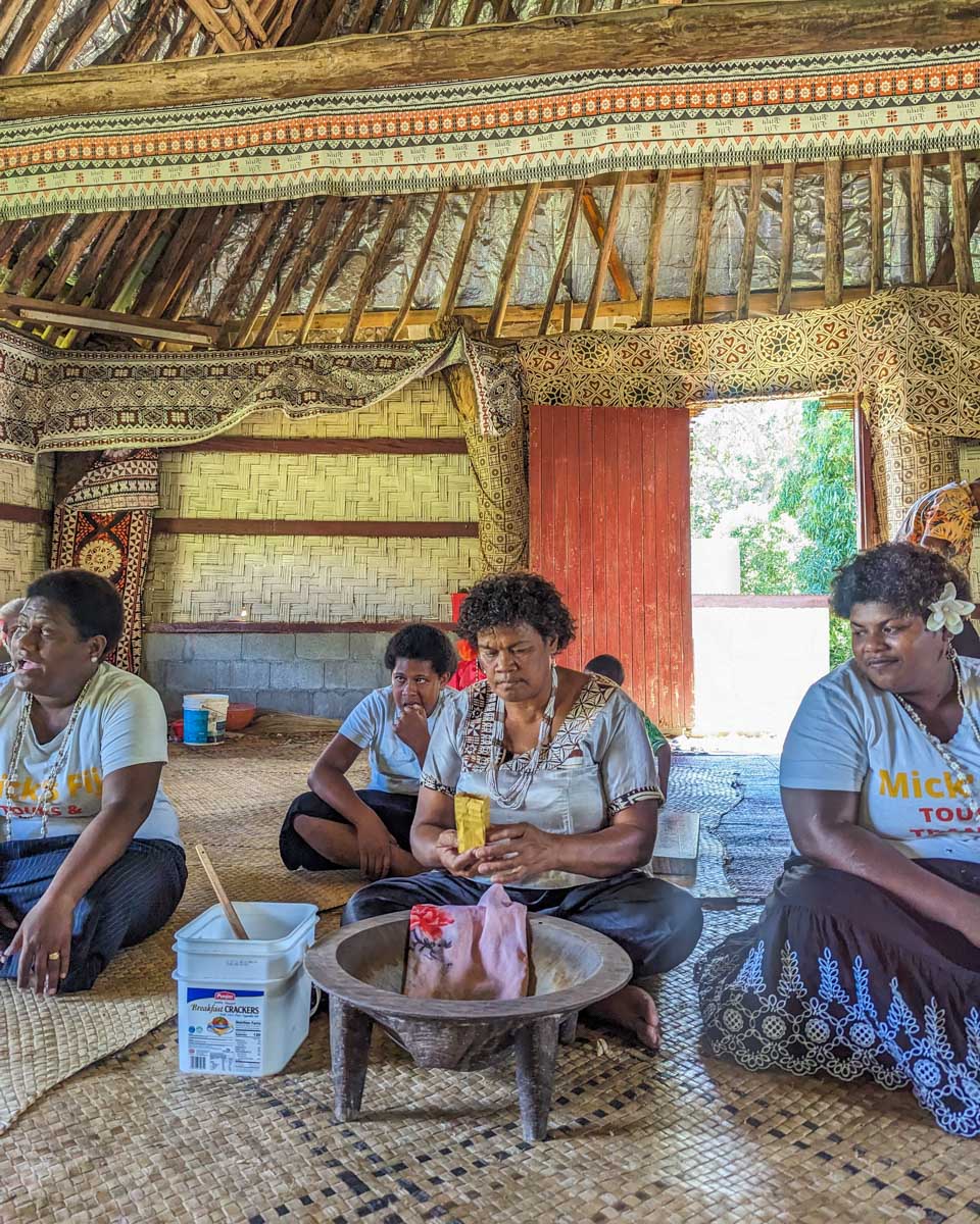 Welcome ceremony at a Fiji cultural village tour