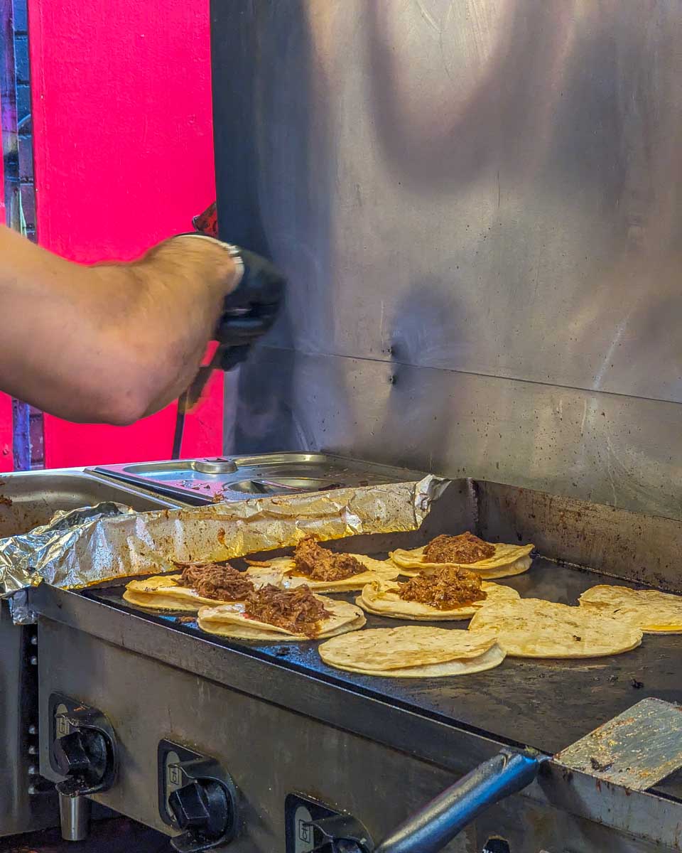 tacos being made in the Kensington market in Toronto, Canada
