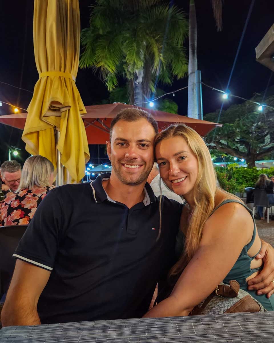 Bailey and Daniel enjoy dinner out in Port Denarau, Fiji