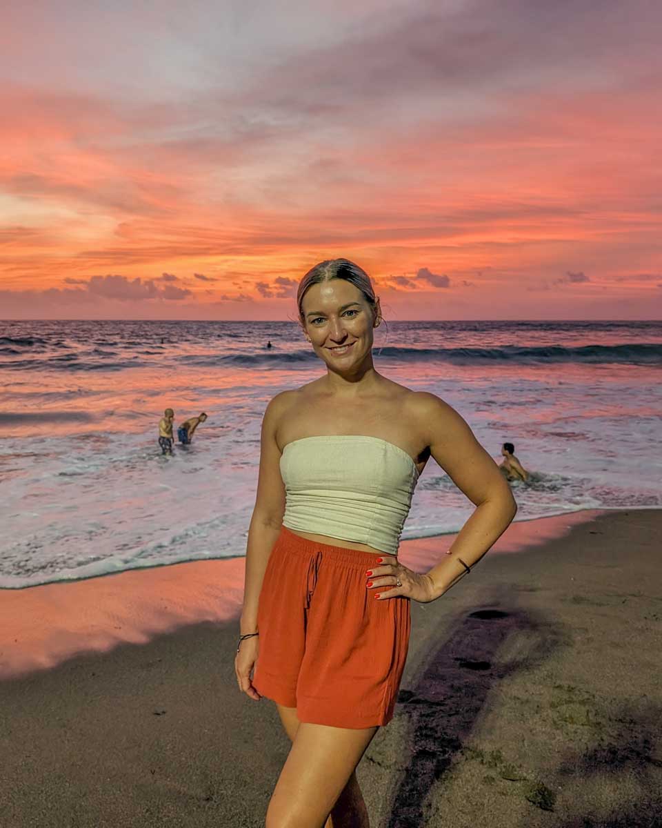 Bailey enjoys the sunset on Canggu Beach, Bali
